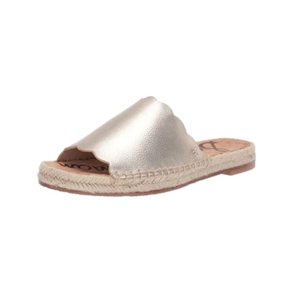 NWT SAM EDELMAN Womens Gold CorkFootbed Andy Leather Espadrille Shoes 5.5 M